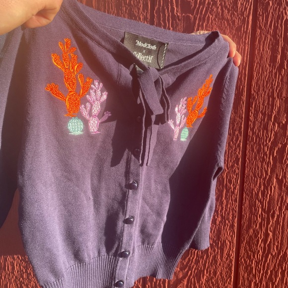 Modcloth X Collectif XS Cardigan w/ Cacti design. - Picture 2 of 5